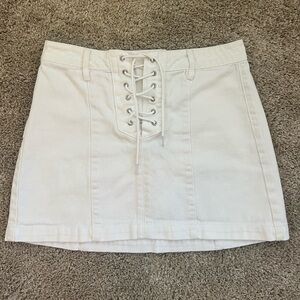 PacSun White Lace-Up Denim Mini Skirt